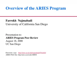 Overview of ARIES Program - slide 1