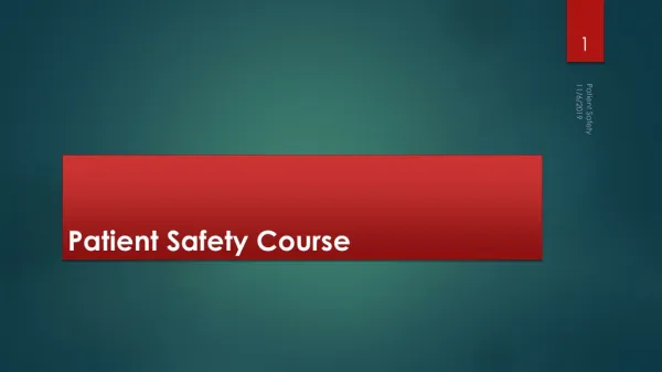 Patient Safety Course