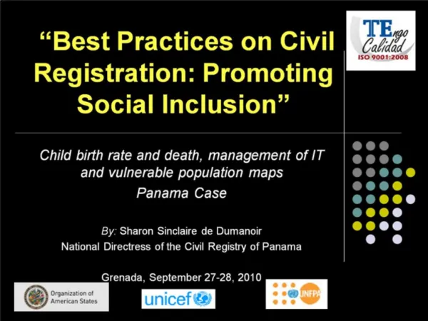 Best Practices on Civil Registration: Promoting Social Inclusion