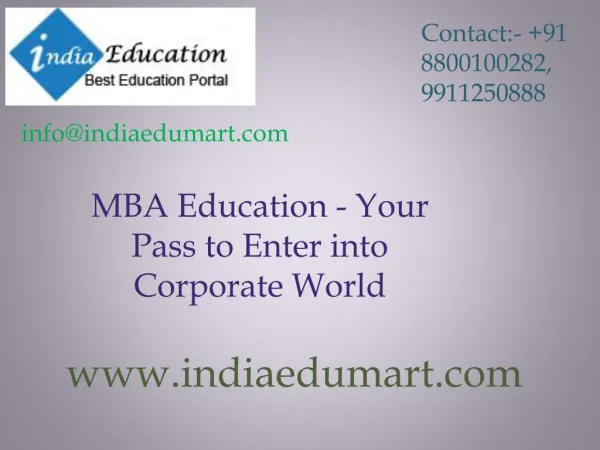 MBA Education - Your Pass to Enter into Corporate World