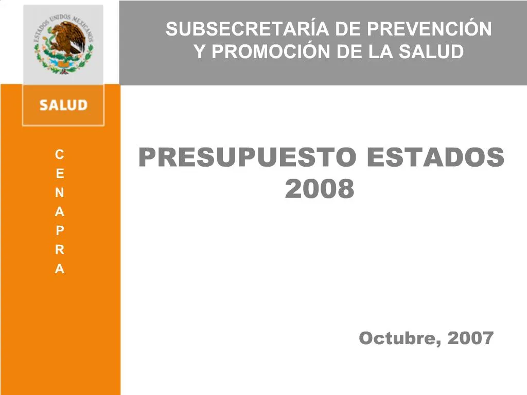 PPT - SUBSECRETAR A DE PREVENCI N Y PROMOCI N DE LA SALUD PowerPoint ...