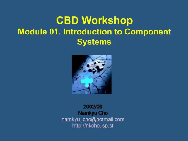 CBD Workshop Module 01. Introduction to Component Systems