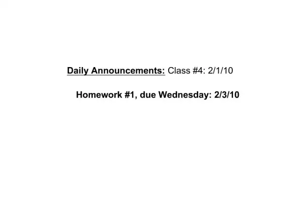Daily Announcements: Class 4: 2