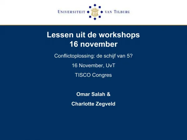 Lessen uit de workshops 16 november