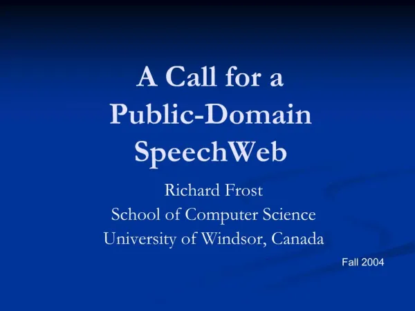 A Call for a Public-Domain SpeechWeb