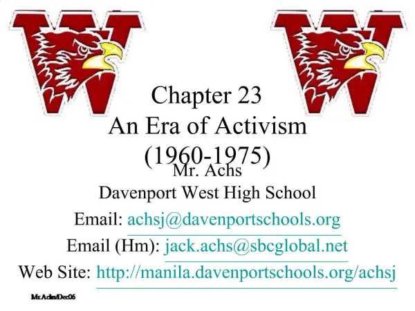 Chapter 23 An Era of Activism 1960-1975