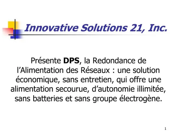 Innovative Solutions 21, Inc.