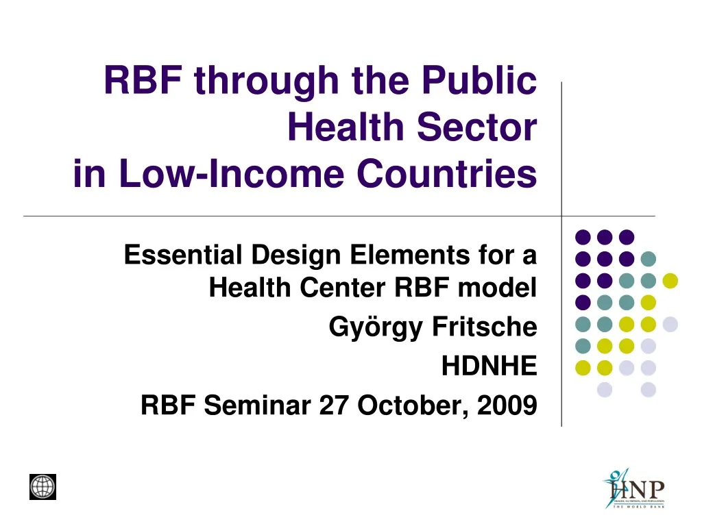 rbf through the public health sector in low income countries