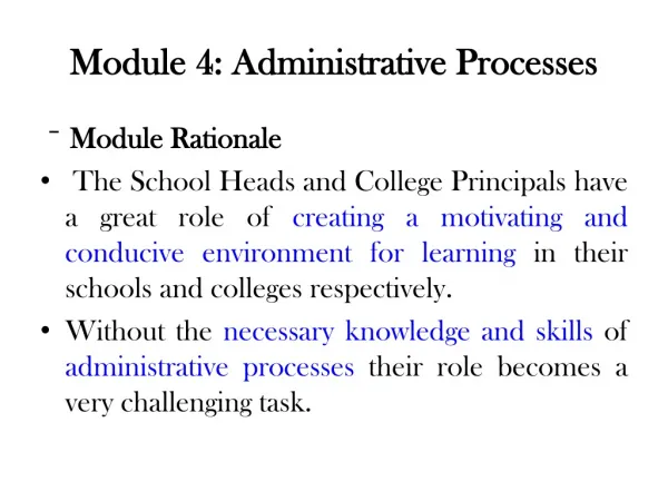 Module 4: Administrative Processes