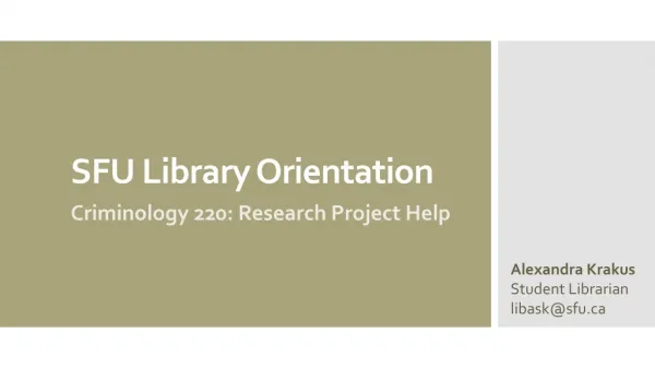 SFU Library Orientation