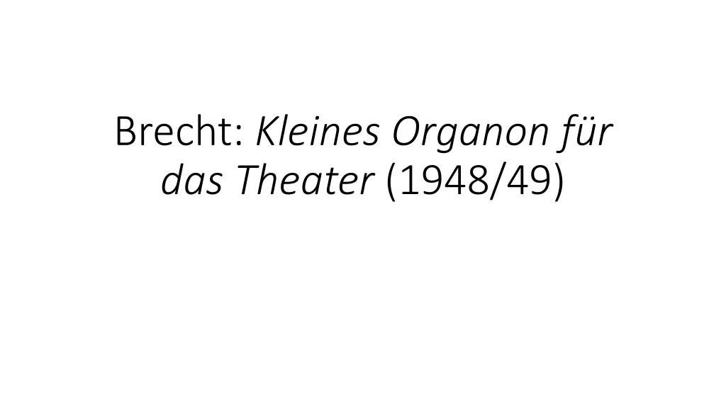 brecht kleines organon f r das theater 1948 49