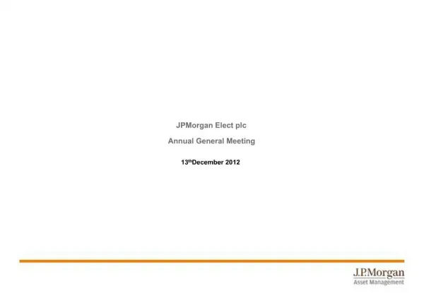 JPMorgan Elect plc Annual General Meeting
