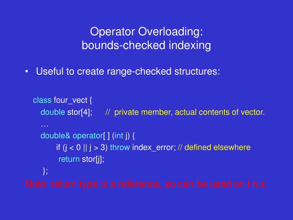 operator overloading bounds checked indexing
