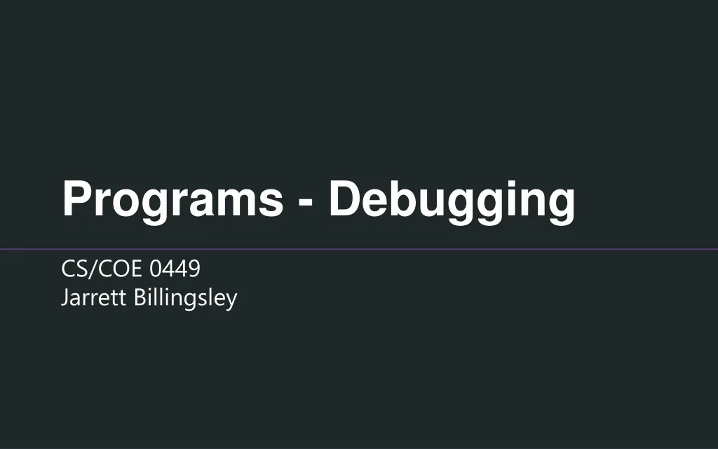 programs debugging