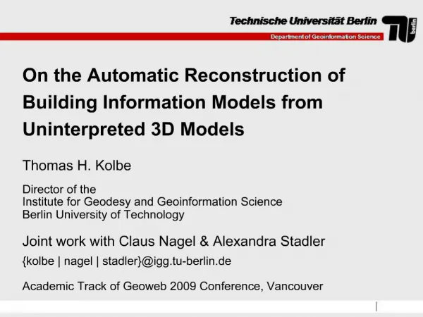 On the Automatic Reconstruction of Building Information Models from Uninterpreted 3D Models