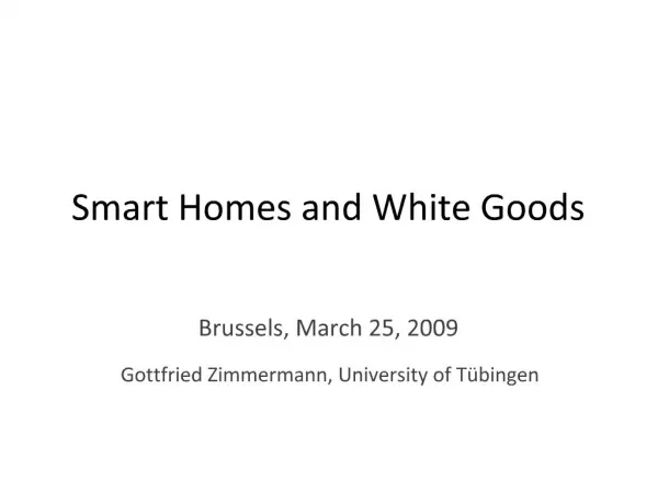 Smart Homes and White Goods