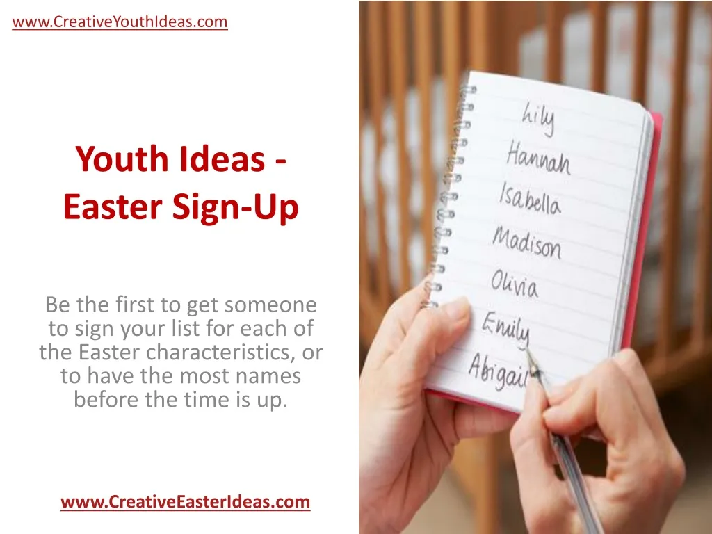 youth ideas easter sign up