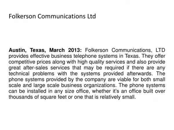 Folkerson Communications Ltd