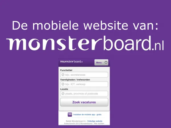 De mobiele website van Monsterboard.nl