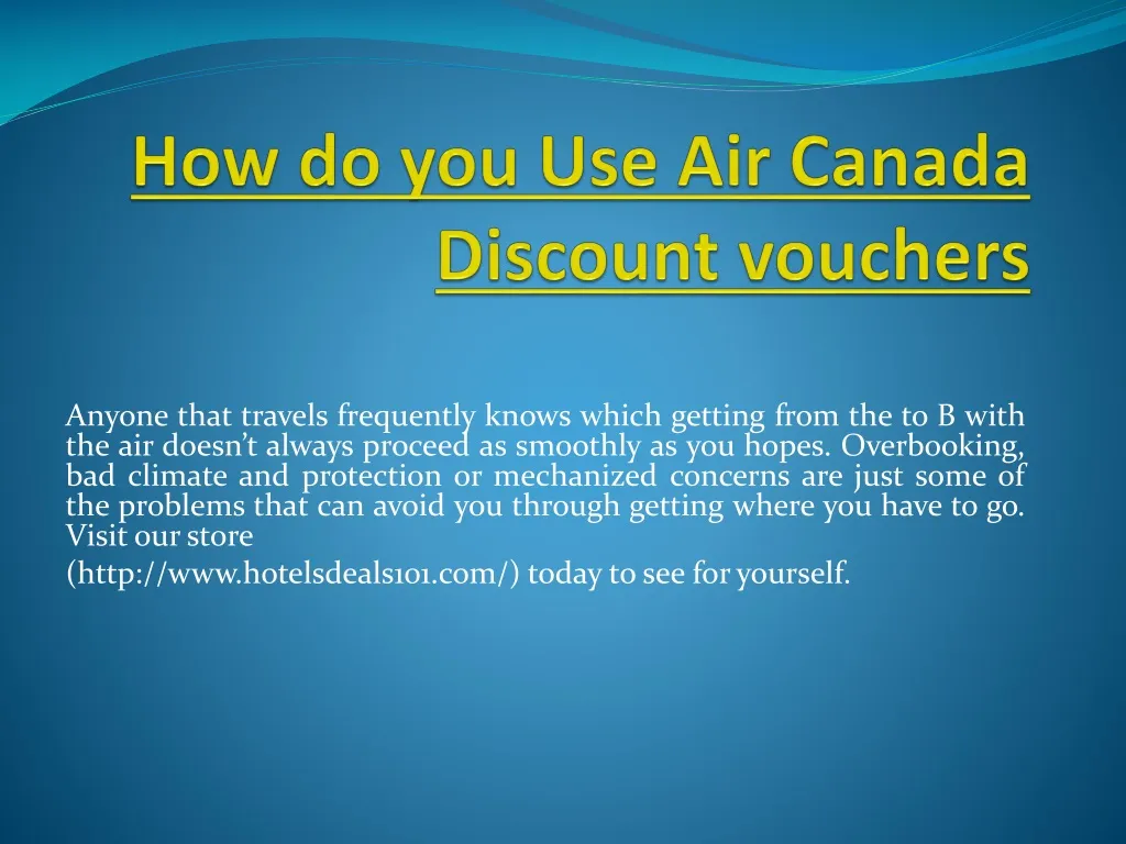 how do you use air canada discount vouchers