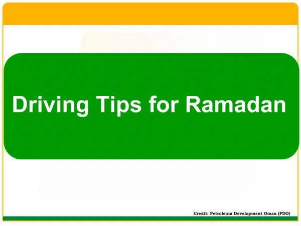 Driving Tips for Ramadan