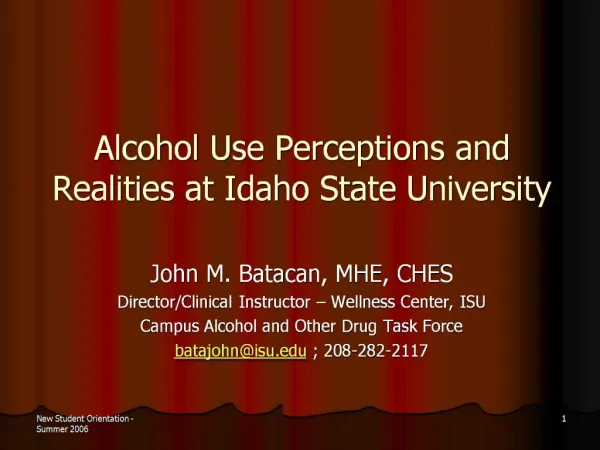 Alcohol Use Perceptions and Realities at Idaho State University