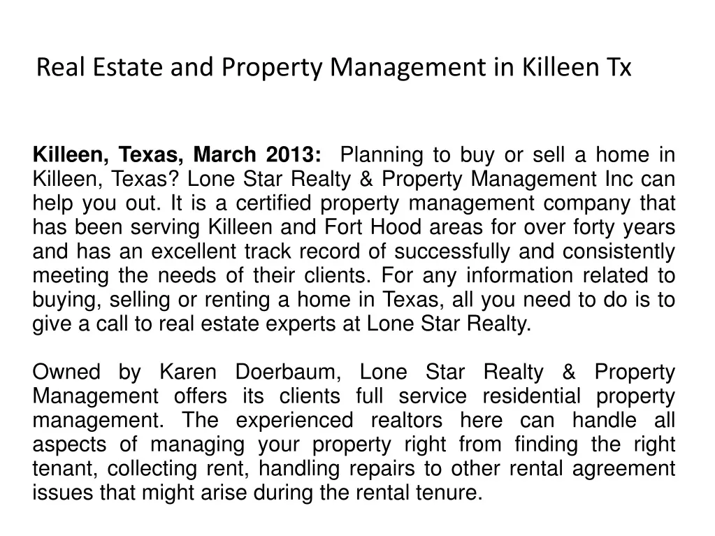 real estate and property management in killeen tx