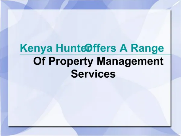 Kenya Hunter Property Management