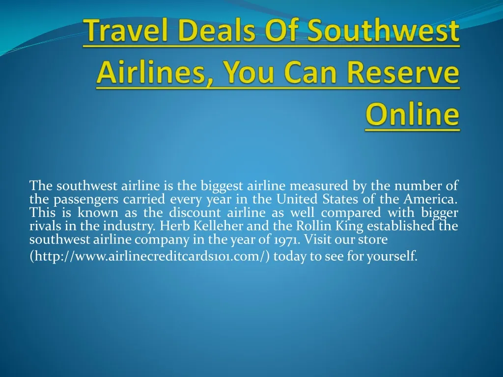 travel deals of southwest airlines you can reserve online