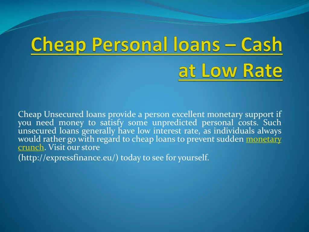 cheap personal loans cash at low rate