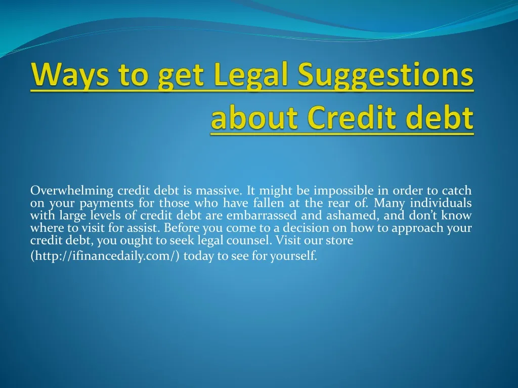 ways to get legal suggestions about credit debt