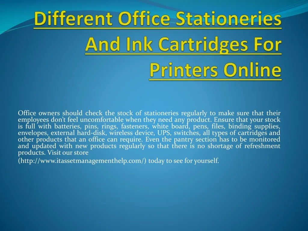 different office stationeries and ink cartridges for printers online