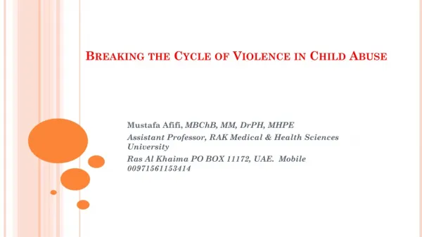 Breaking the Cycle of Violence in Child Abuse
