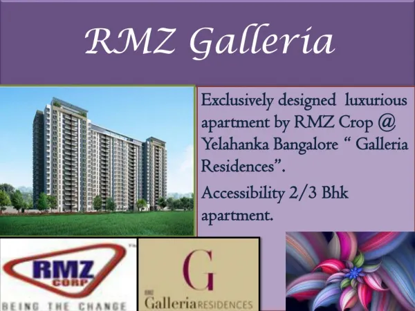 RMZ Luxury Project Bangalore 09999620966