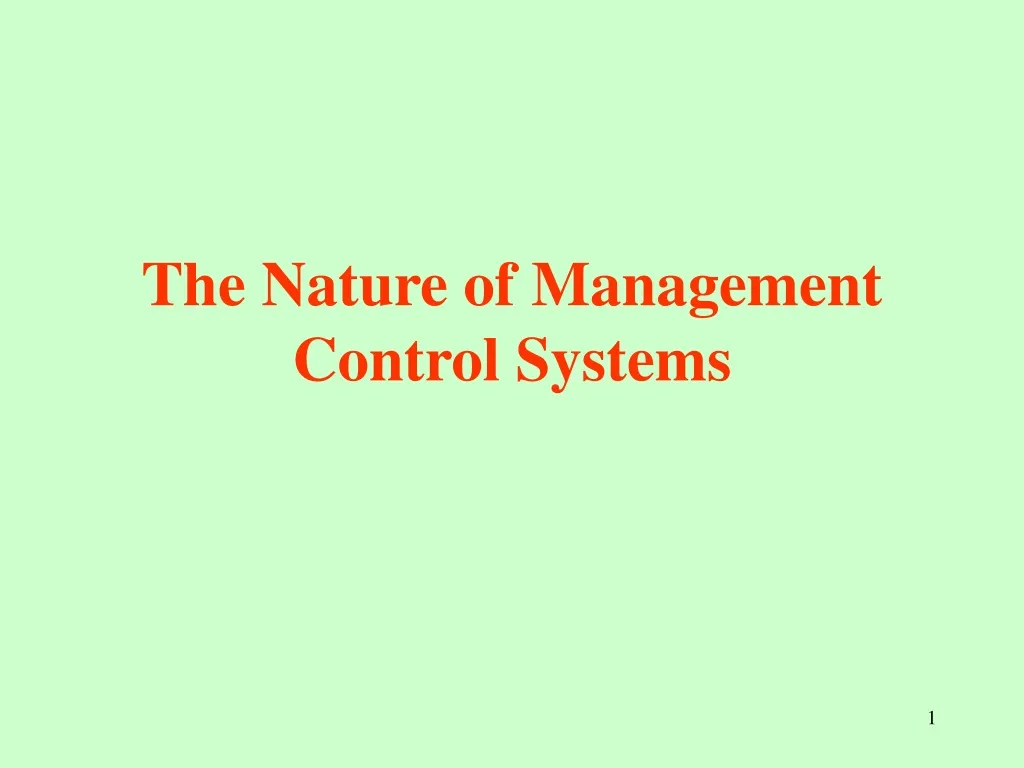 the nature of management control systems