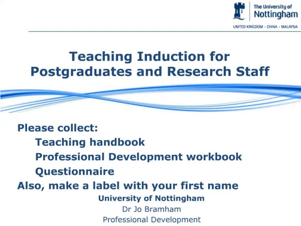 Teaching Induction for Postgraduates and Research Staff