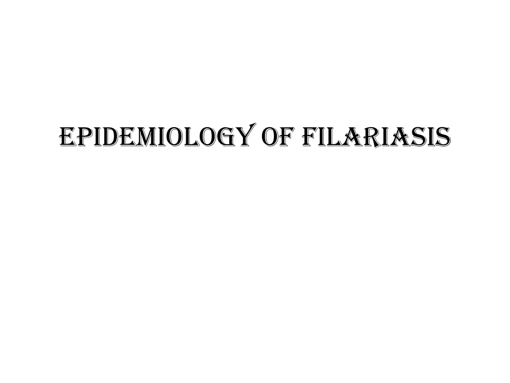 epidemiology of filariasis