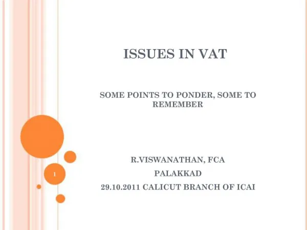 ISSUES IN VAT