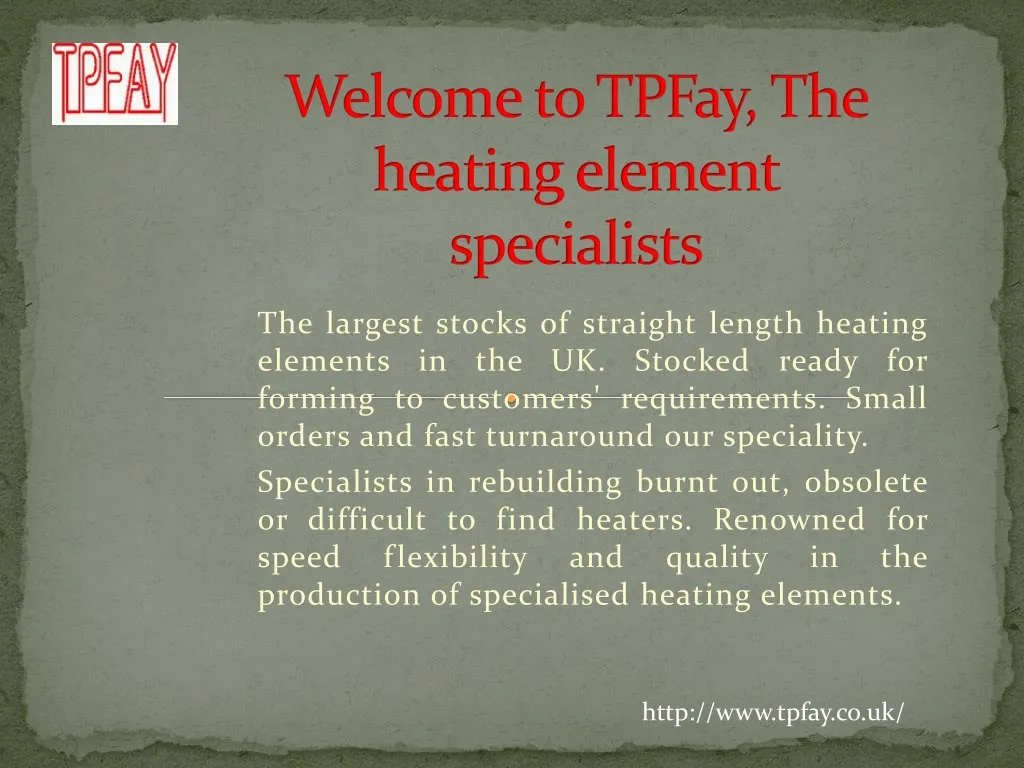 welcome to tpfay the heating element specialists