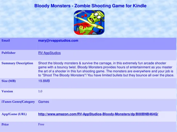 Bloody Monsters - Zombie Shooting Game for Kindle