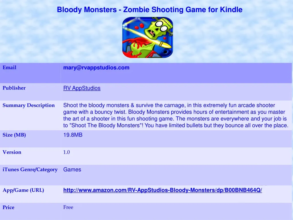 bloody monsters zombie shooting game for kindle