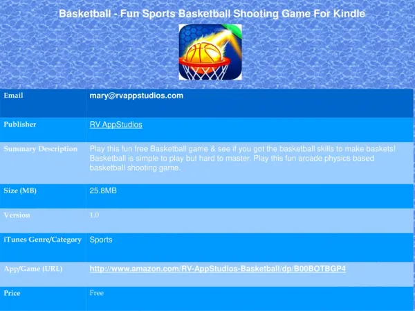 Basketball - Fun Sports Basketball Shooting Game For Kindle