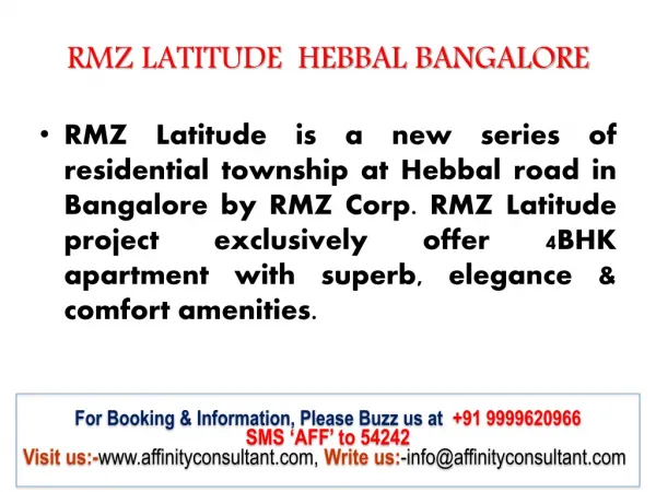 RMZ Latitude Apartment Hebbal available exclusive