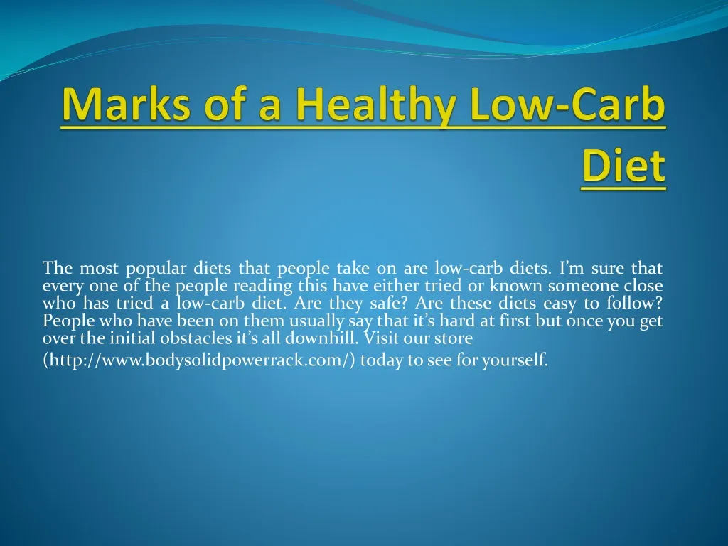 marks of a healthy low carb diet