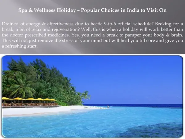 Spa & Wellness Holiday – Popular Choices in India to Visit O