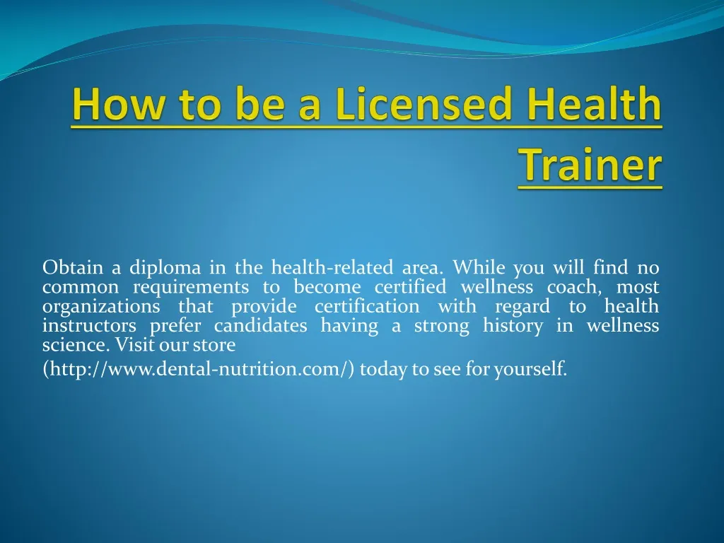 how to be a licensed health trainer