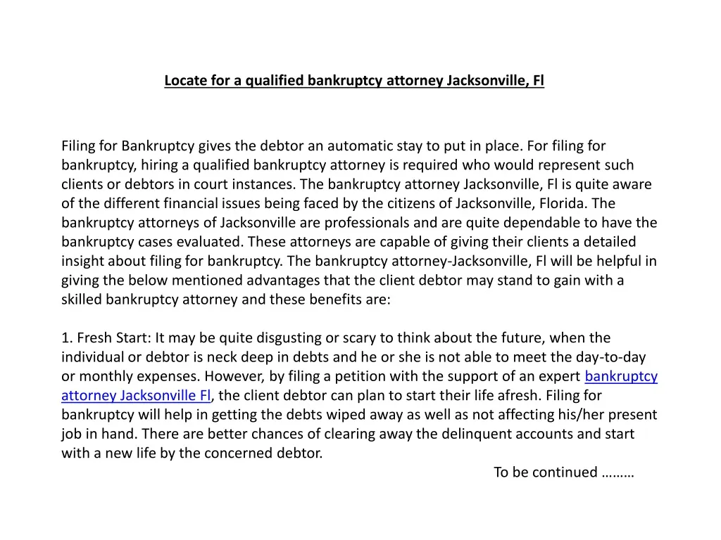 locate for a qualified bankruptcy attorney jacksonville fl