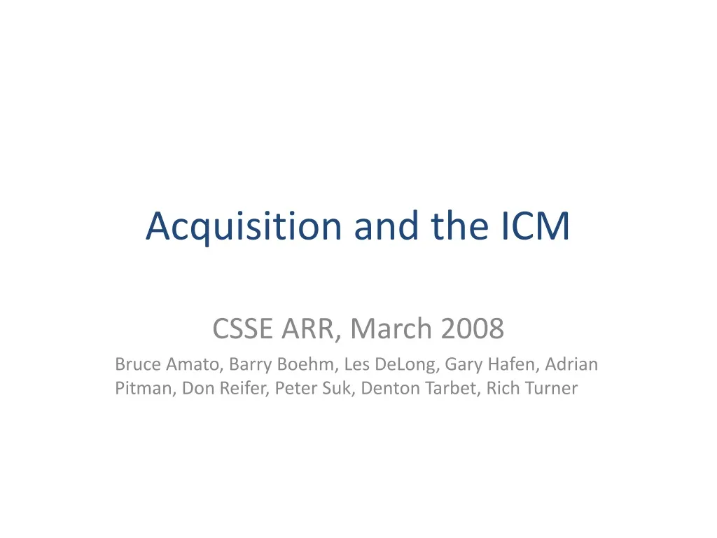 acquisition and the icm