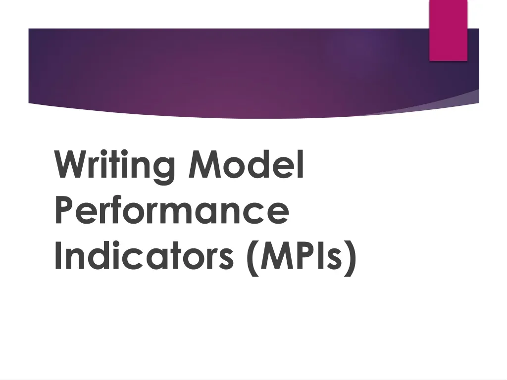 writing model performance indicators mpis