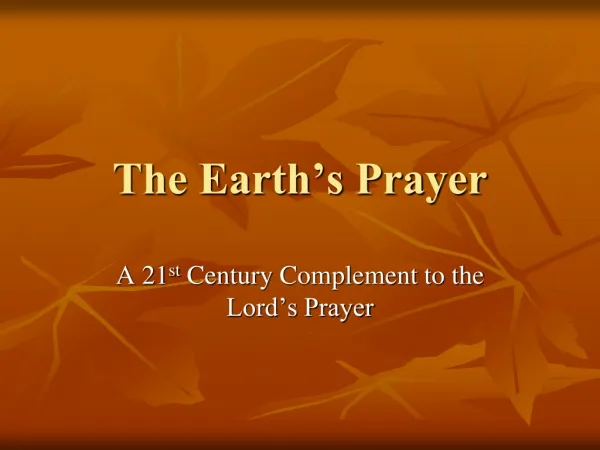 The Earth’s Prayer